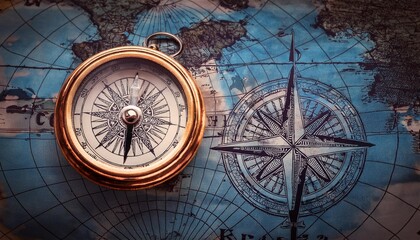 Fototapeta na wymiar Old grunge retro map navigation vintage travel compass antiquity ancient discovery