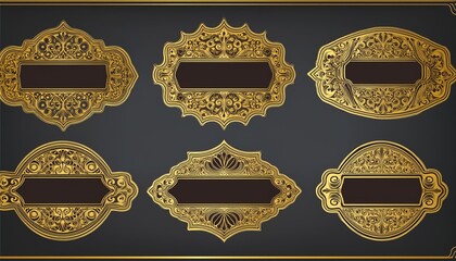 Ornamental label frames. Old ornate labels, decorative vintage frame and retro badge. Royal wedding insignia, sale sticker or invitation card. Isolated  symbols set Empty, Blank.