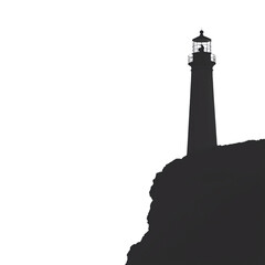 A majestic lighthouse standing tall on a rocky cliff, guiding ships safely through the dark waters under a starry night sky