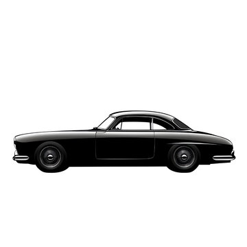 recommend clip art: Stylish black vintage car profile showcasing elegant design and classic lines for automotive enthusiasts and creative projects