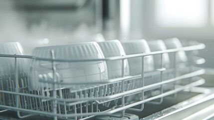 several white dishes inside the dishwasher