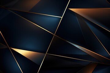 Abstract dark blue and gold geometric background.