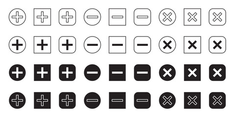 Mathematical signs. Plus. Minus. Illustration.