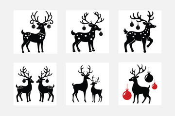 Christmas reindeer ornaments silhouette vector illustration
