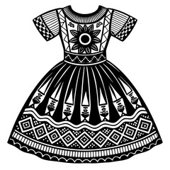 Traditional Mexican dress patterns on a white background silhouette vector illustration