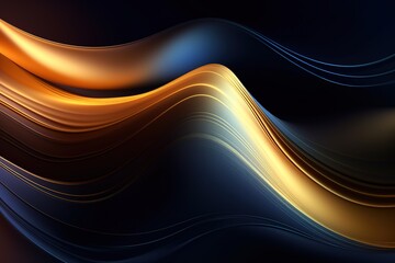 Abstract dark blue and gold wavy background.