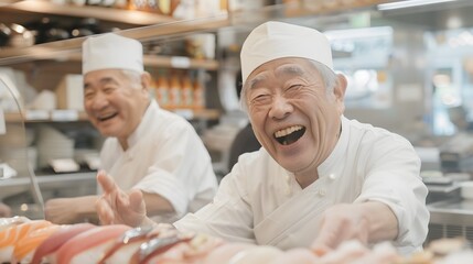 happy chef preparing food in restaurant kitchen
