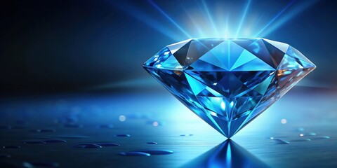 Beautiful blue diamond shining in the light, precious, gemstone, luxury, sparkle, crystal, rare, valuable, exquisite