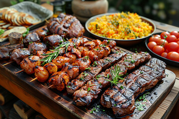 Traditional picnic food and bbq dishes for celebrating the Fourth of July or Juneteenth.