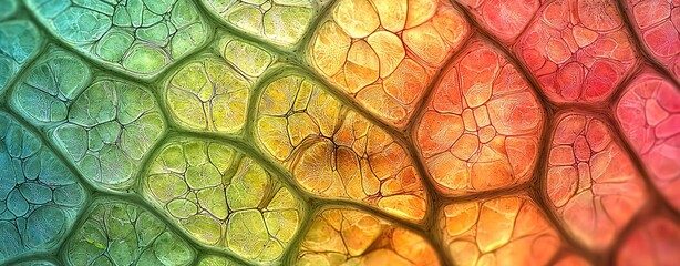 Colorful textured background with vibrant patterns resembling nature's beauty and intricate details of flora.