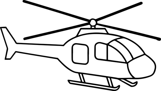 recommend clip art: Military helicopter silhouette vector illustration, line art, outline