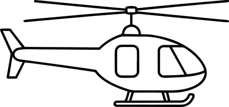 recommend clip art: Military helicopter silhouette vector illustration, line art, outline