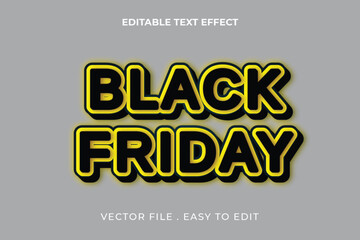 black friday typography Editable text effect 3d Traditional Cartoon template style premium vector