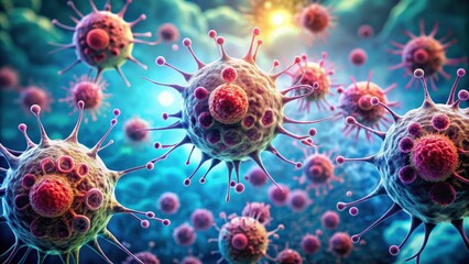 Dividing cancer cells in a , cancer, cells, division, tumor, malignant, biology, medical, research, disease, oncology