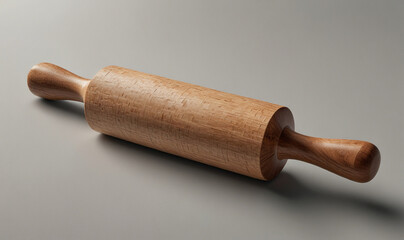 High-resolution image of a classic wooden rolling pin with a smooth, polished surface, isolated against a clean white background to highlight its elegant design and functional quality.