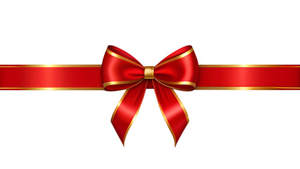 Red ribbon and bow with gold isolated against transparent background png download