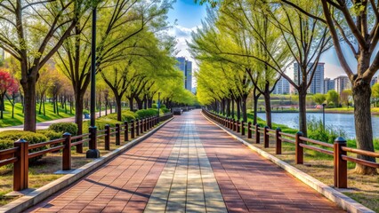 Fototapeta premium Walkway architecture at daytime in Anyang art public park, South Korea, walkway, architecture, daytime, Anyang, art
