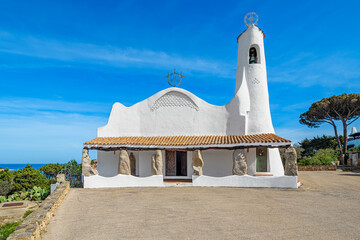A view of a Stella Maris Church in Porto Cervo, Costa Smeralda Sardinia
