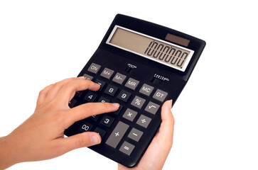 hand holding calculator