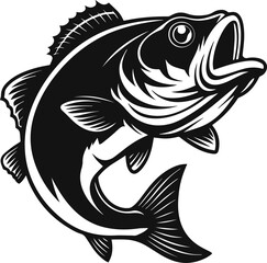 Big bass fish vector logo for t shirt design