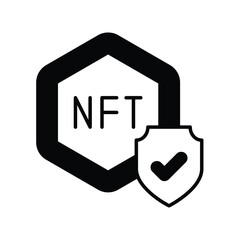 secured glyph icon with white background vector stock illustration