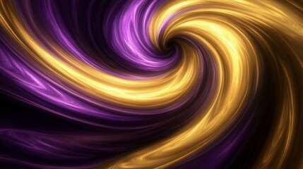 A mesmerizing swirl of gold and purple colors, creating a sense of depth and movement, symbolizing energy, transformation, duality, and the flow of time.