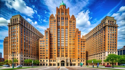 Obraz premium Art Deco architecture style of the Guardian Building in Detroit, USA, Guardian Building, architecture, exterior, landmark