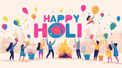 illustration of abstract colorful background for color festival of India celebration greetings.illustration