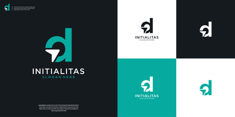 Creative letter D with arrow or click logo design vector inspiration
