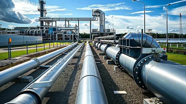 the modern infrastructure of the gas production plant, the interwoven network of pipes serves as a testament to the facility's capacity to transport gas with precision and reliability