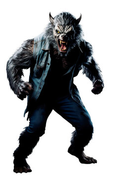 Scary werewolf full body shot. Halloween creatures concept