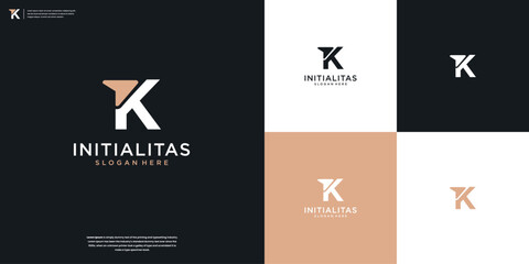 K and arrow logo letter modern logo design template