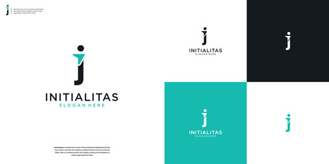 letter J and arrow minimal logo icon design template