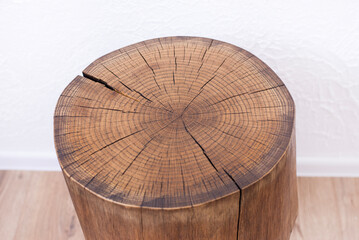 wooden oak coffee table. Epoxy resin table. Loft style furniture. In the room