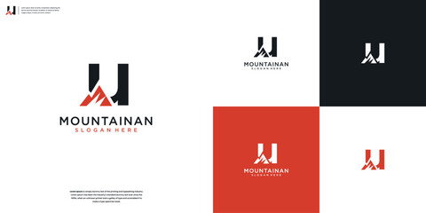 Creative logo letter U and mountain with unique logo designs template