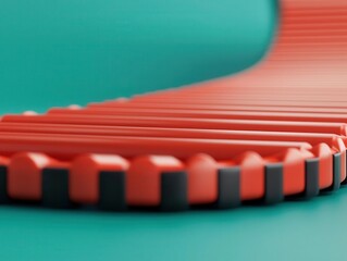 Fototapeta premium Industrial conveyor belt, product movement, 3D illustration