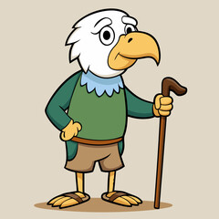 African Eagle old age walking art vector illustration