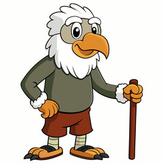 African Eagle old age walking art vector illustration
