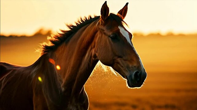 horse in sunset potrait