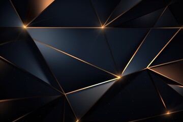 Abstract geometric background with dark blue and gold colors.