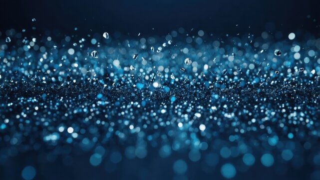 Image with sparkling blue bokeh effect, providing a serene and visually stunning abstract decorative design.