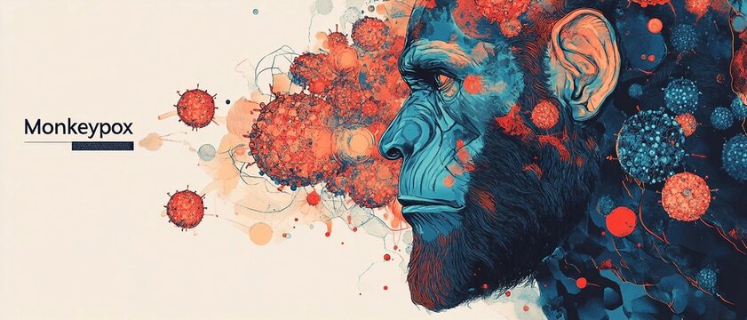 Monkeypox Outbreak Concept.  virus transmission, monke ypox spread.