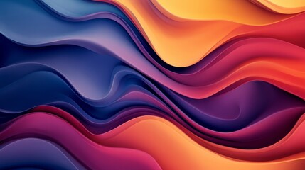 Fototapeta premium Abstract background with flowing, layered waves in shades of blue, purple, pink, and orange. It symbolizes movement, energy, creativity, and fluidity.