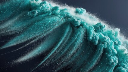 An abstract teal and white wave emphasizing motion and fluidity, capturing the essence of the ocean's dynamic power.