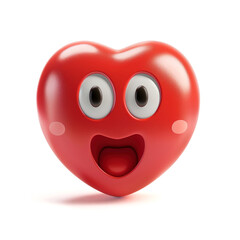 Obraz premium Playful red heart emoji with a joyful expression, concept of happiness and excitement