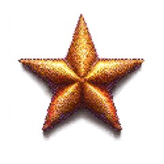 Radiant Pixel Art Star with Gleaming Golden Metallic Finish
