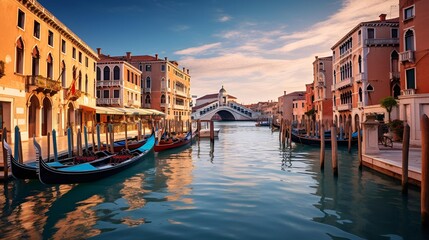 Obraz premium A serene sunset over Venice's Grand Canal.