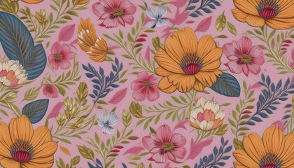 Floral pattern seamless design wallpaper background paper watercolor nature fabric spring flower painted