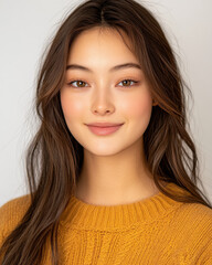 Fototapeta premium Professional studio photo of a happy Chinese woman
