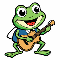 A frog playing guitar evil art vector illustration